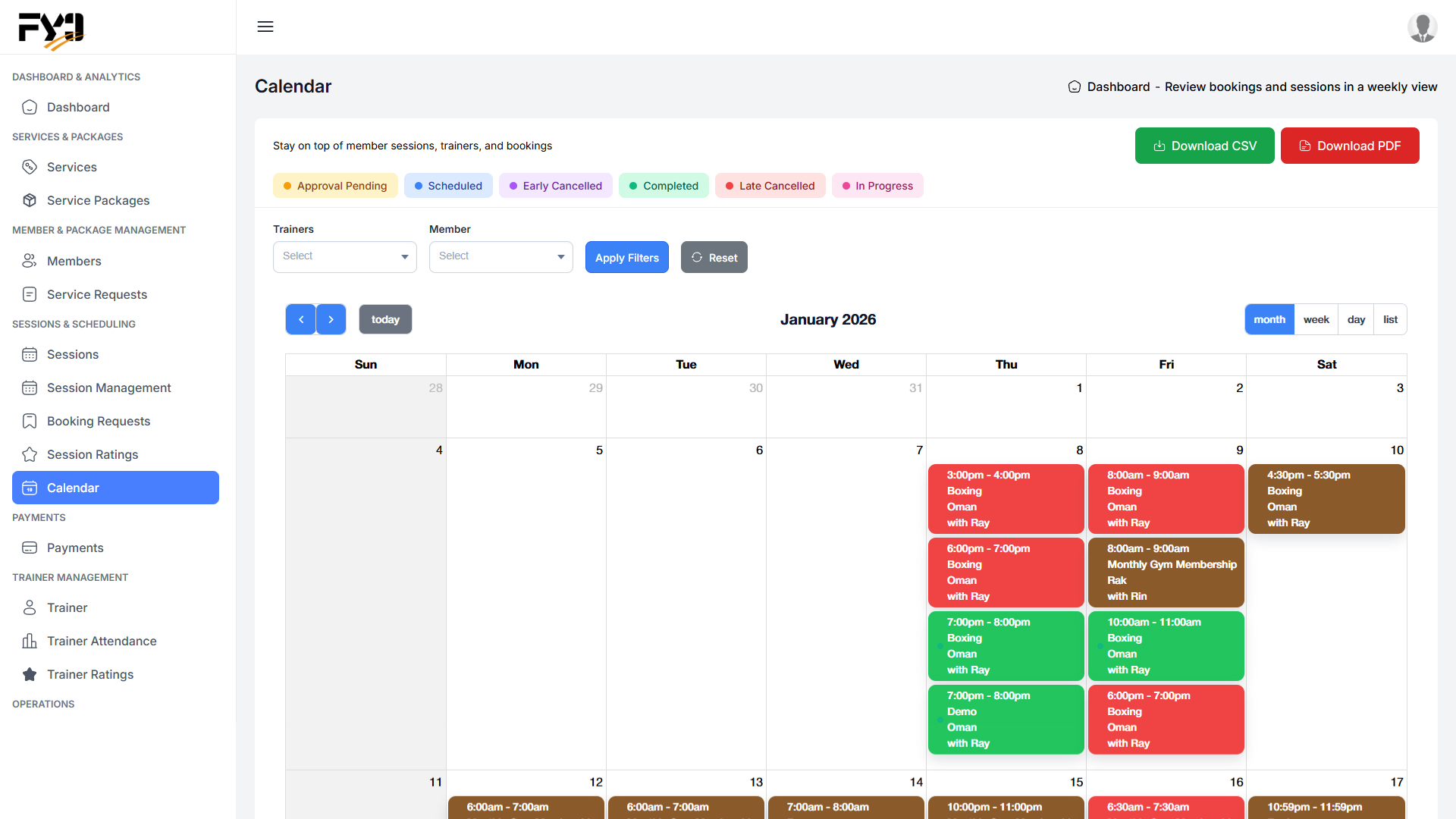 Gym Management Dashboard — Interactive Web Application