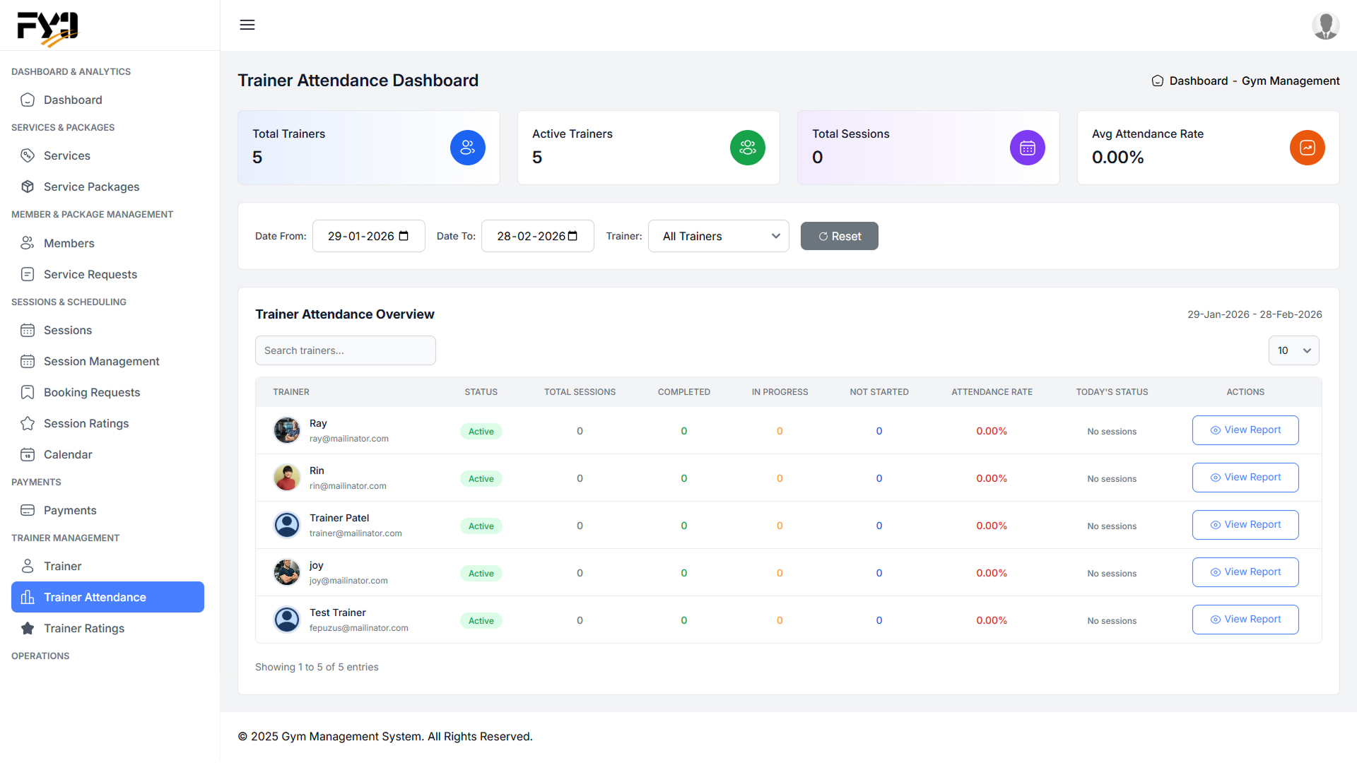 Gym Management Dashboard — Interactive Web Application