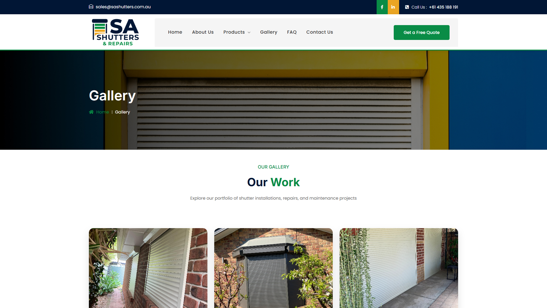 SA Shutters & Repairs Website