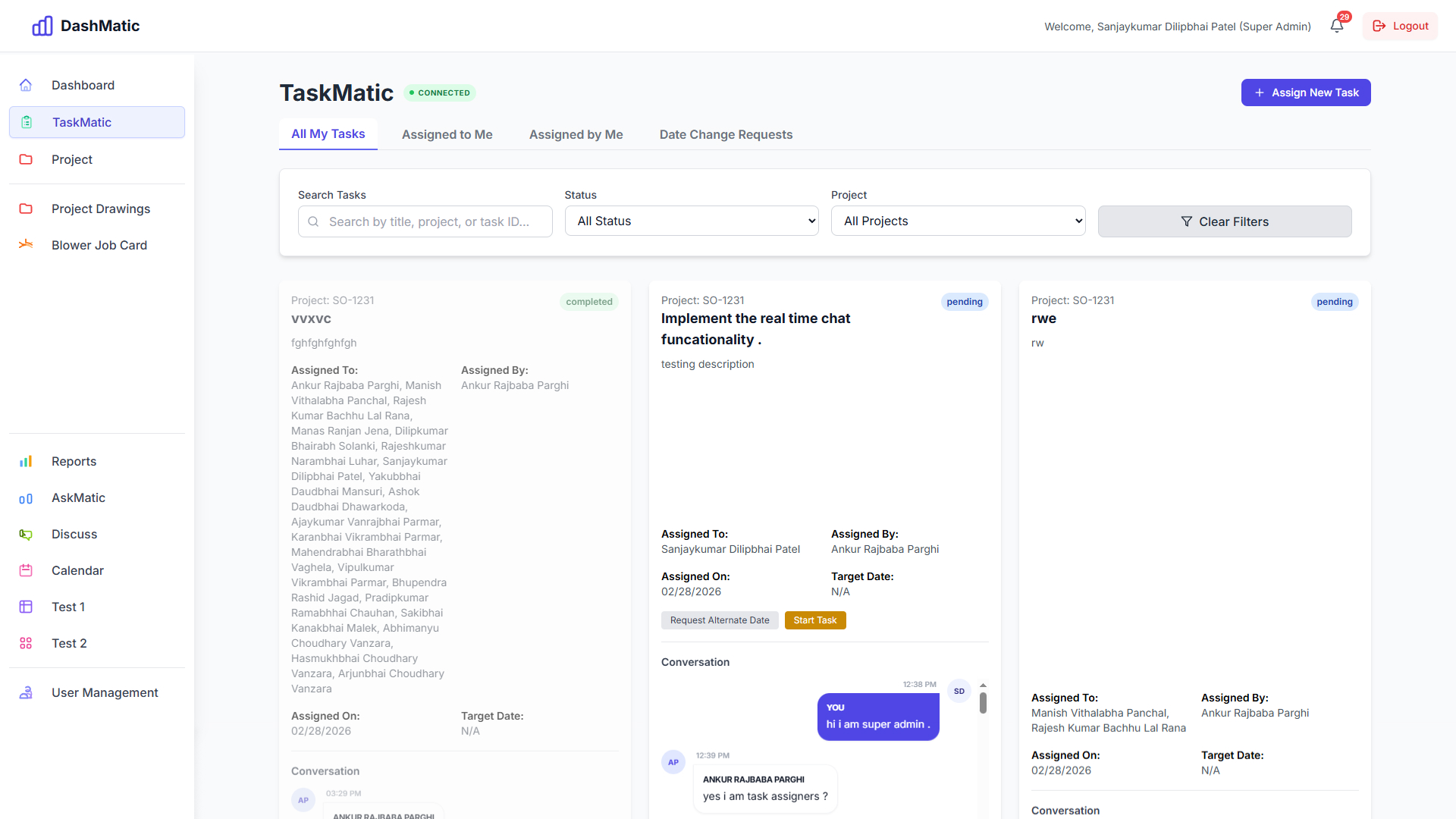 Dashmetic – Admin Dashboard for Client & Task Management