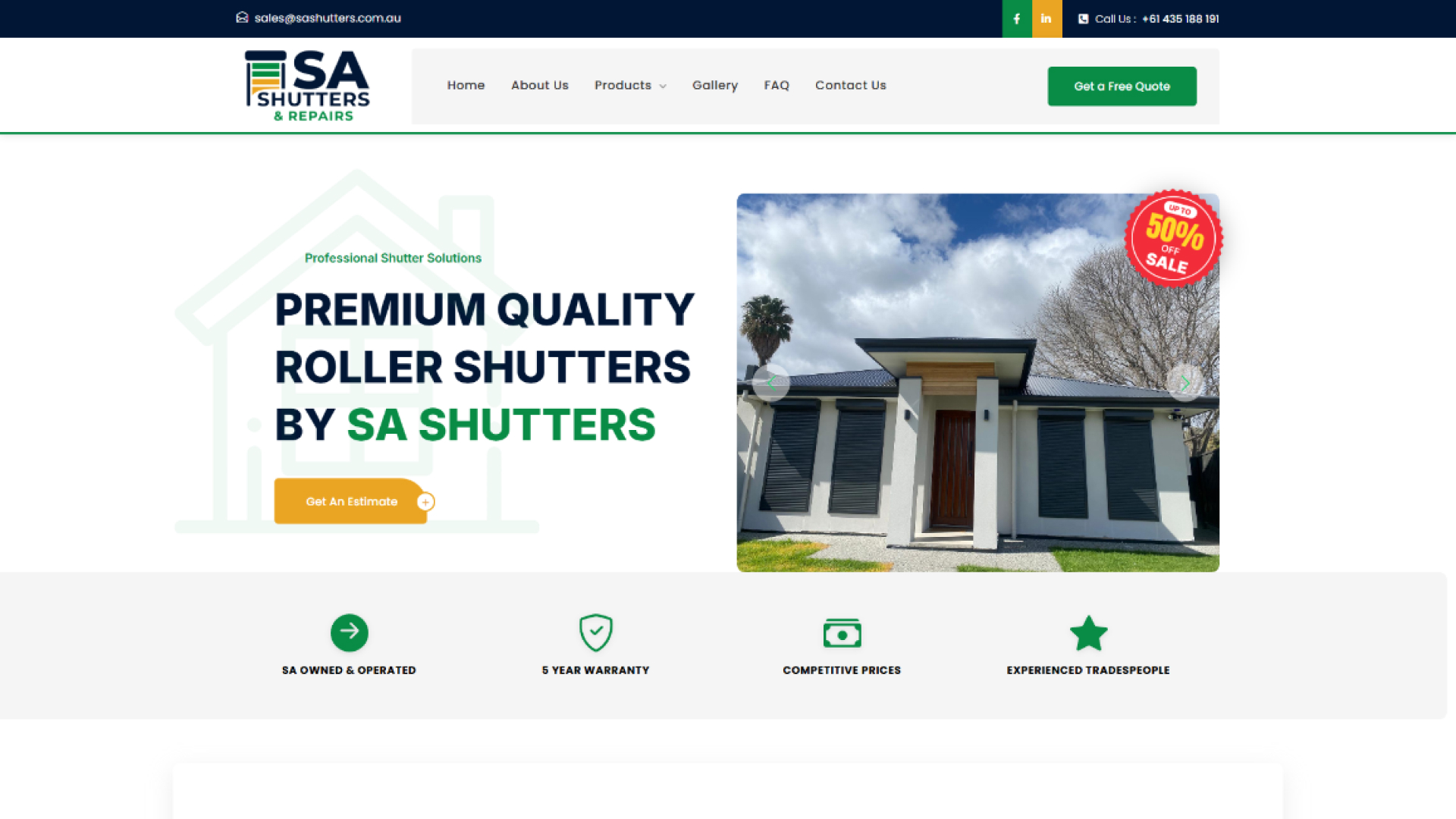 SA Shutters & Repairs Website